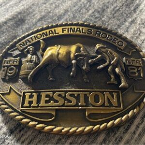 Hesston Gold Belt Buckle - National Finals Rodeo 1981
